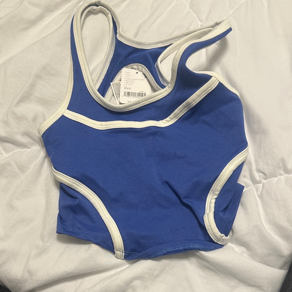 Free people Blue and White Athletic Tank Top xs/s